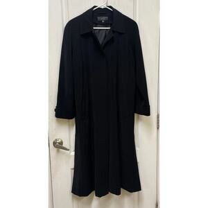 Womans Long Winter Coat Gallery Petite Black Lined Hidden Button Front Size 4P